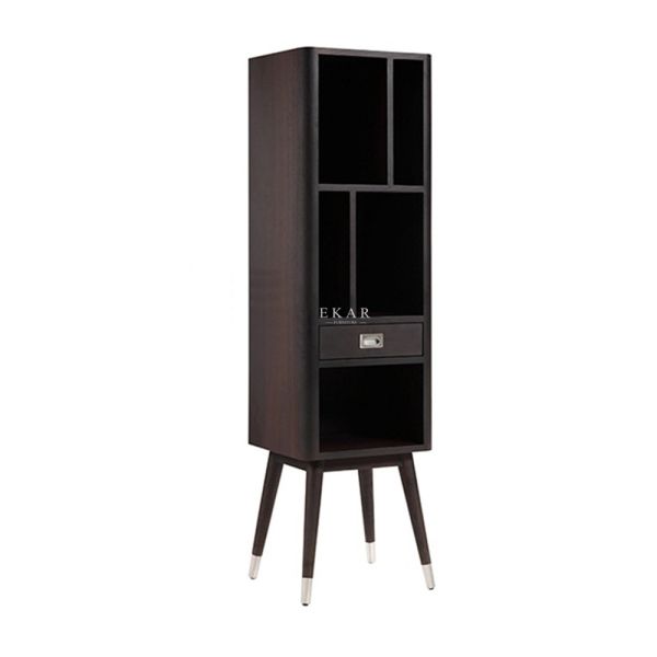 Four Shelf Wood High Bookcase Cabinet For Living Room