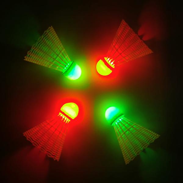 Bright Rainbow Flashing LED Badminton Shuttlecock Nylon Leaf