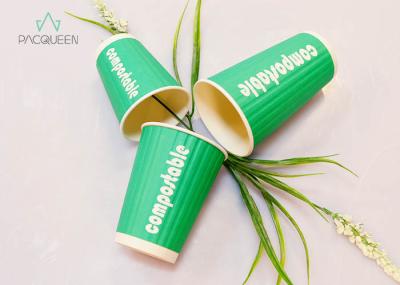 Compostable Hot Beverage Disposable Cups PE / PLA Lining Eco Friendly Printing