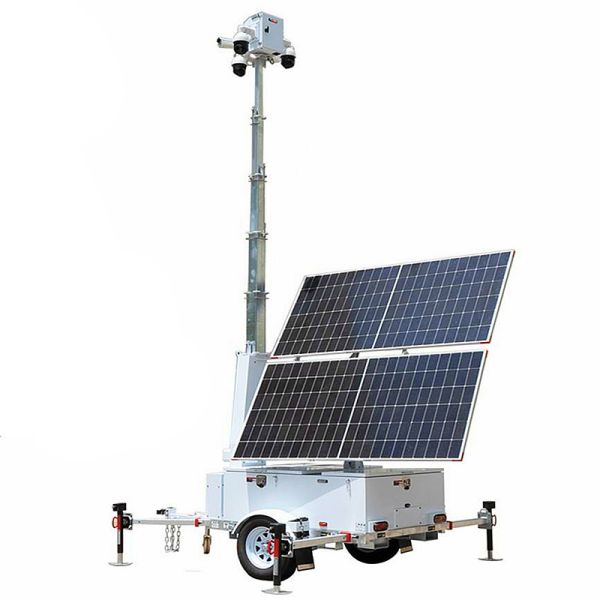 Generator Light Tower  Harnessing Solar Energy Surveillance Cameras Mobile Solar Light Tower