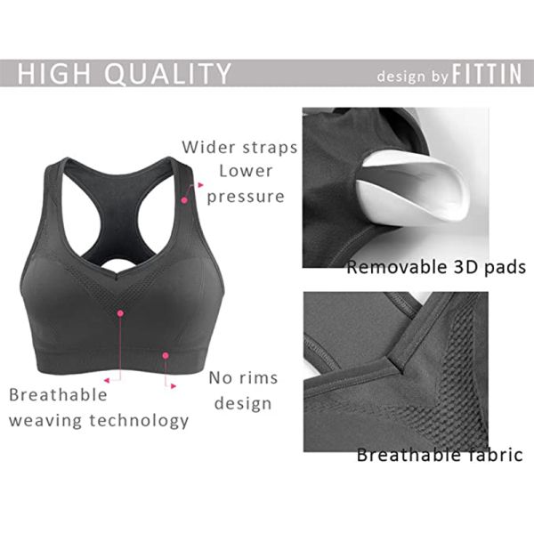 Solid Women High Impact Sports Bra Antishock Quick drying Short