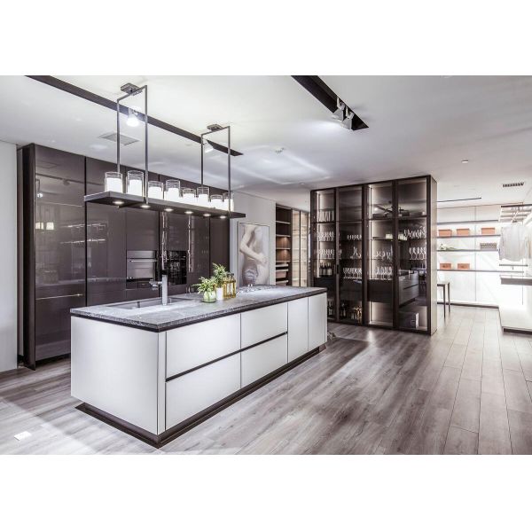 Melamine Board Carcase Glass Rustic Modern Style PVC Classic Design Kitchen Hanging Cabinets