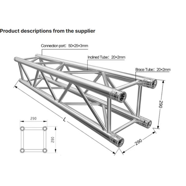 Estructura de truss de aluminio negro y plateado para luces de escenario, armazón de aleación de aluminio de alta resistencia