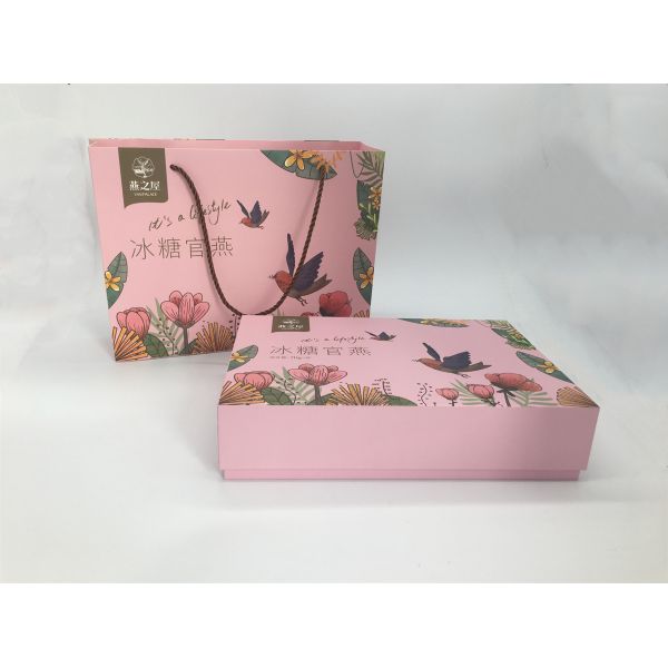 Customized Logo Hot Stamp Paper Gift Bags And Box Set For Gift / Cosmetics