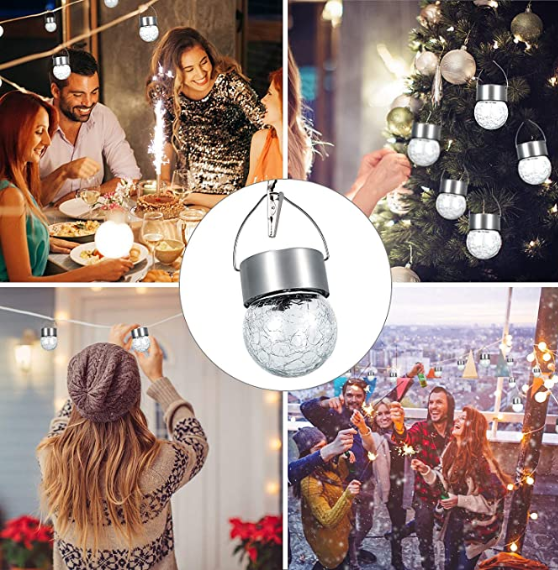Weatherproof 6.5 Inches IP44 Hanging Solar Ball Lights
