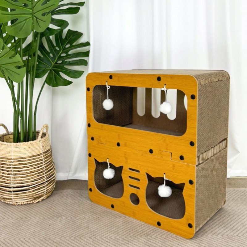 Wholesale Classic Modern Cat Interactive Scratcher Nest Playful Corrugated Paper Carton Packaged Cat Scratch Board Cat Toy