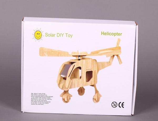 DIY Solar Power Educational Toys Helicopter Wooden Airplane Toy For Kids