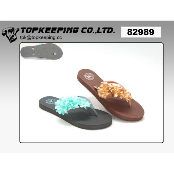 Latest Rubber Flower Women Flip Flop Lady Beach Slide Slipper