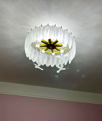 Creative Glass Feather Chandelier Modern Living Bedroom Kitchen Island Hanging(WH-CY-252)
