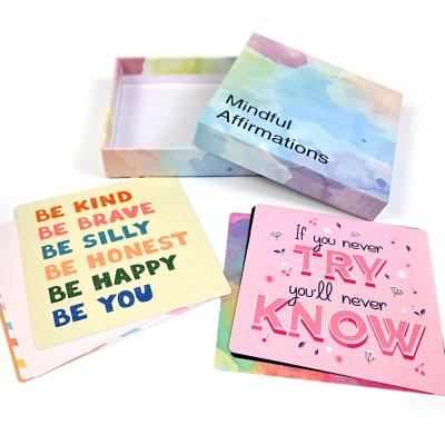 Impression personnalisée de logos, cartes d'affirmation positives avec boîte de papier