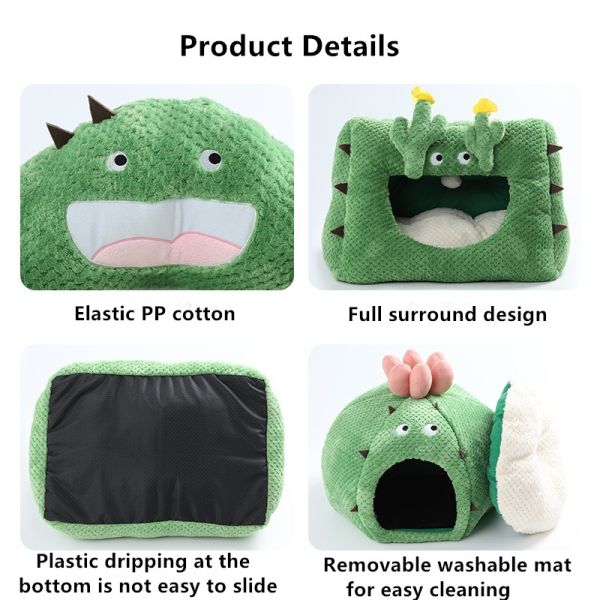 Cactus Cat Cactus Bed Warm Cat Bed Wholesale Semi Closed Cat House Winter Inner Cushion Supplies