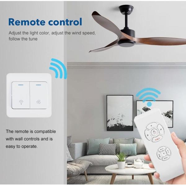 Style européen DC 56 pouces 50W ABS 3 lames Contrôle mural Télécommande Dimmable Ventilateur de plafond LED