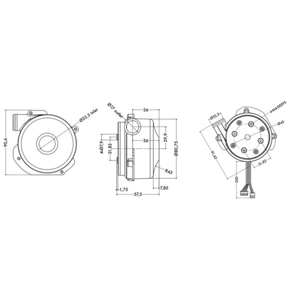 JUNQI 24V 24000rpm 57m3/h Flujo de aire de alta presión ventilador de corriente continua sin escobillas para purificador de aire