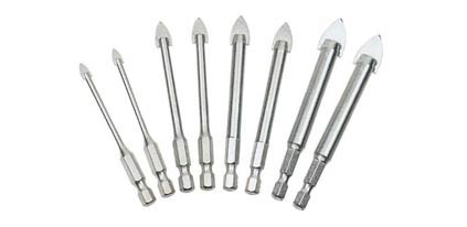 Straight Tipped Hex Shank Glass And Tile Drill Bits 1/4