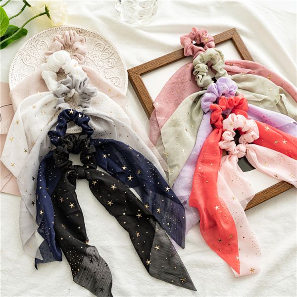 Spring/summer red chiffon moon star Arabia streamer large coil hair accessories cross border hair - free lady tie hair