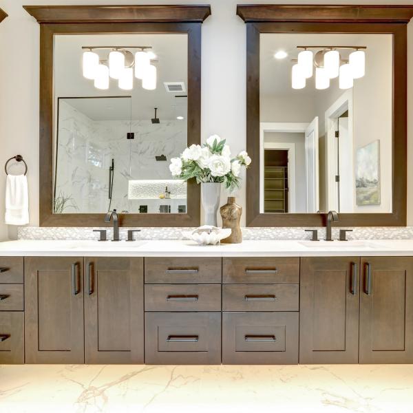 European Solid Wood Bathroom Vanity Units Luxury Hotel Modern Mirror