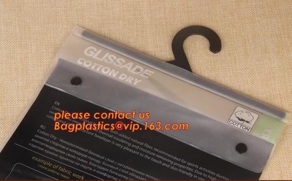 Hanger Bag Poly Bags With Hanger, Zipper Top Sealing And Button Closure PVC Clear Plastic Hair Extensions Storage