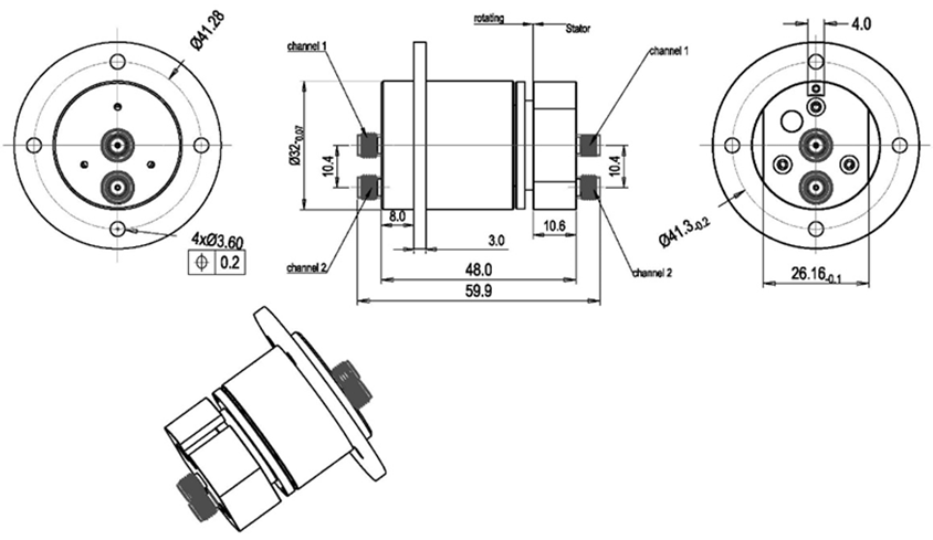 Stable Coaxial Rotary Joint Single Channel Radar Rotary Joint Low Insertion Loss