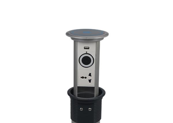 Silver Finish Kitchen Pop Up Sockets , Pop Up Electrical Outlets For Kitchen Islands