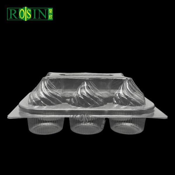 6 Count Disposable Clear Hinged Cupcake Containers High Transparency