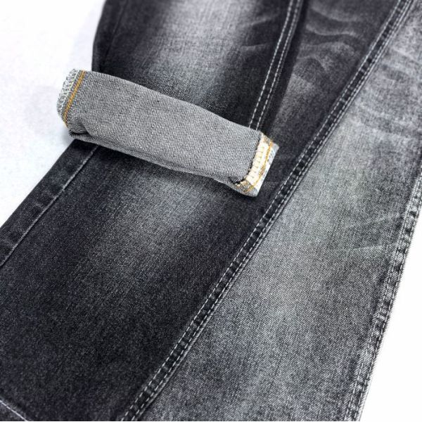 Heavy Weight Black Warp Slub Cotton Denim Fabric For Lady Or Man Jeans