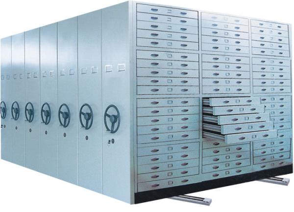 Drawing Collection Mobile Library Shelving , High Density Filing System Safety