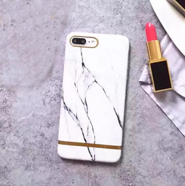 Soft IMD Smooth Marble Lines Back Cover Cell Phone Case For iPhone 7 6s Plus with Rope Hole