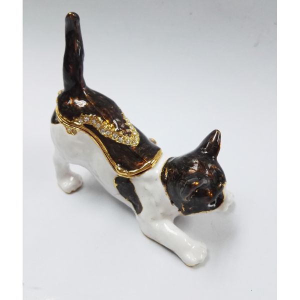 Promotional custom cat animal jewelry box metal cat trinket boxes cat shaped jewelry boxes
