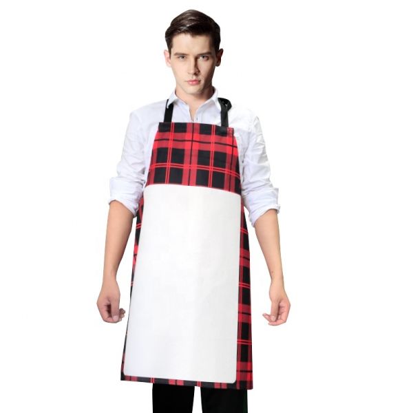 Personalized Sublimation Blank Red Plaid Kitchen Apron For Woman and Man