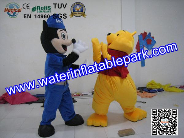 Plush Advertising Mascot Costume , Mickey And Winnie Mascot