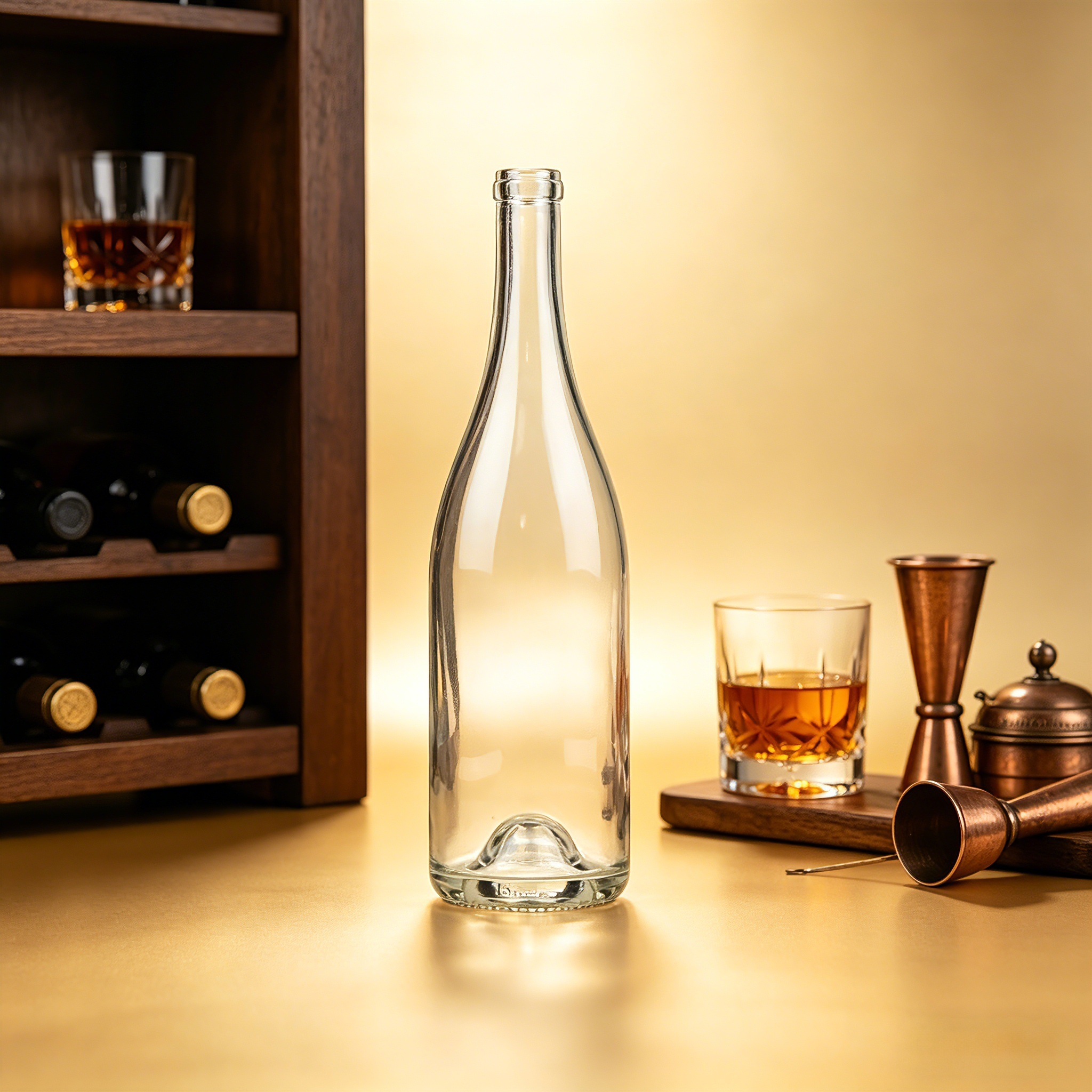 Flint 750ml Liquor Bottles Wholesale Cork Top For Brandy 520g CY-894