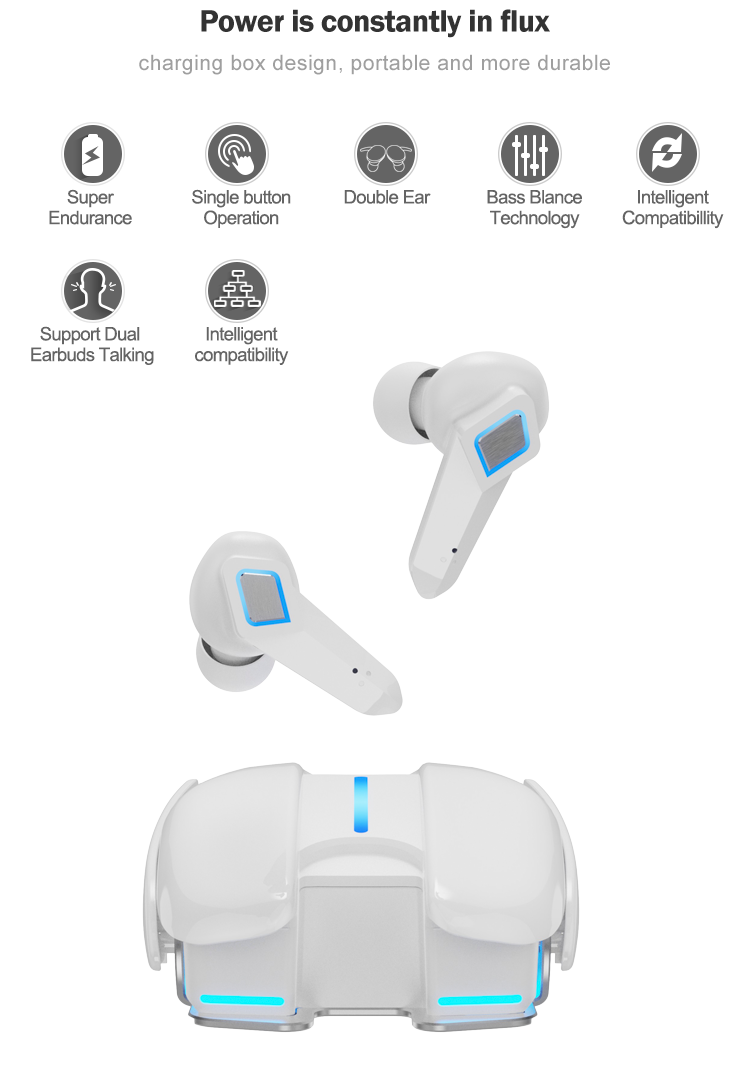 10 Meters Bluetooth Gaming Earphone Dual Earbud BT 5.2 Mini True Wireless Sterless Stereo