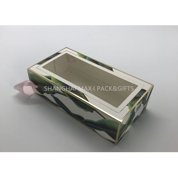Paper Foldable Cardboard Gift Boxes With Window Transparent Plastic , Folding Box With Handles