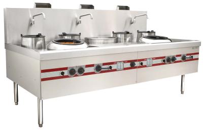 Wok Range With Double Burners Chinese Cooking Stove 2400 x 1220 x (810+450) mm