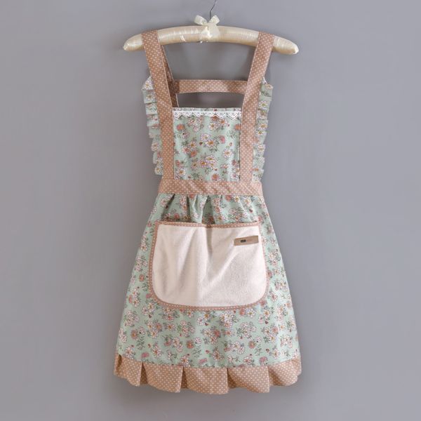 Korea Home Kitchen Decoration Durable and Breathable Floral Ruffled Aprons for Women