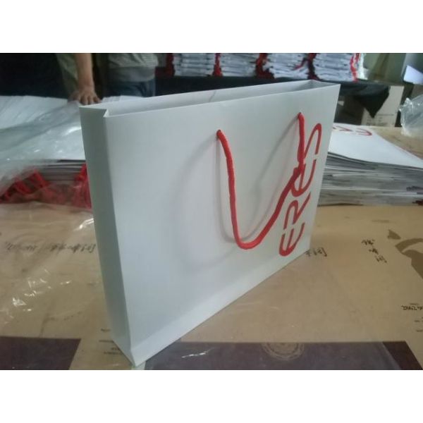 Manufacturer customized with cotton handle shopping paper bag for clothing shop gift promotion