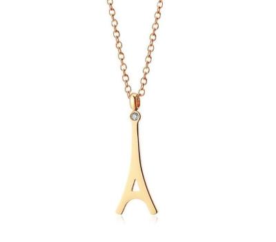 Eiffel Tower Pendant Stainless Steel Necklace 18K Gold Plating Fashion Jewelry Necklace