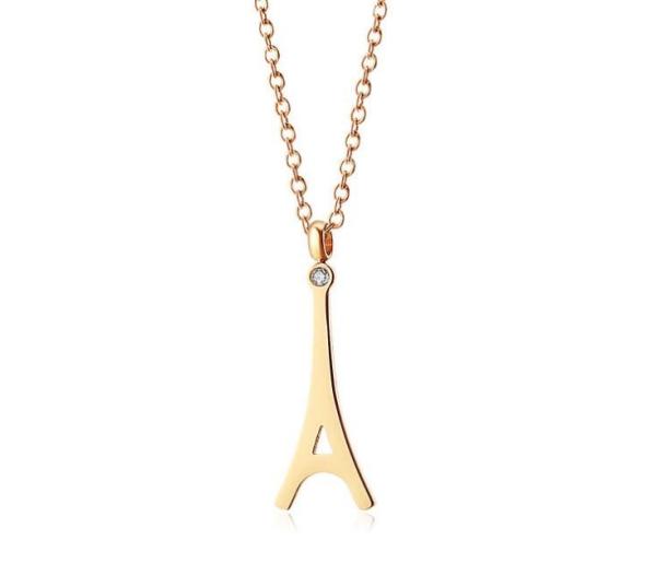 Eiffel Tower Pendant Stainless Steel Necklace 18K Gold Plating Fashion Jewelry Necklace