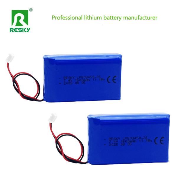 Power Lithium Polymer Battery Pack 803450 2S 7.4V 1500mAh 11.1wh lipo battery for tracking device