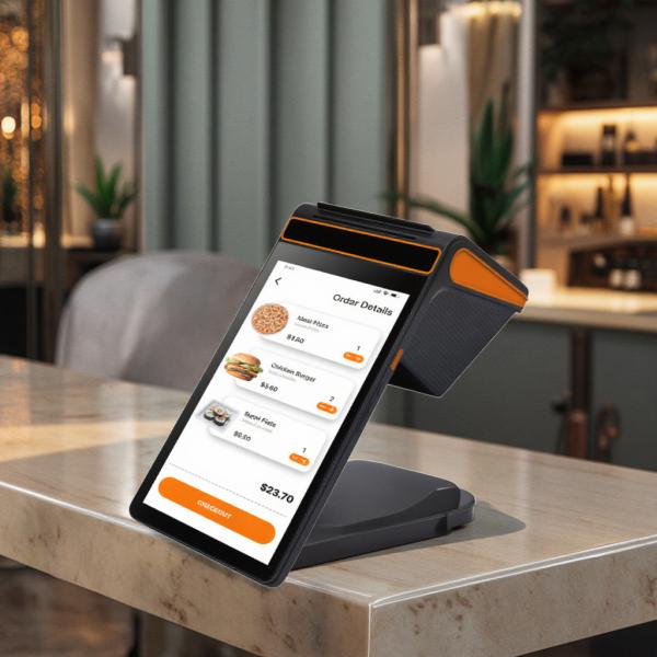 8 Inch Mobile POS Orange Portable Point Of Sale Equipment Customized With 8 Core * 1.6GHz Cpu