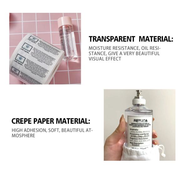 Perfume Bottle Jar Label Sticker Transparent Glass White Bronzing