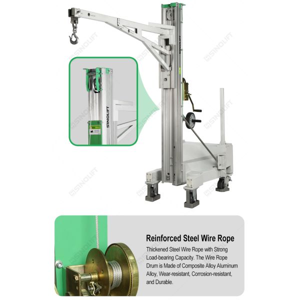 BS01 Balanced Counterweight Manual Hand Winch Crane 150kg, Mobile Floor Crane with Counterweight & Swivel Hook, for Warehouse Workshop Construction