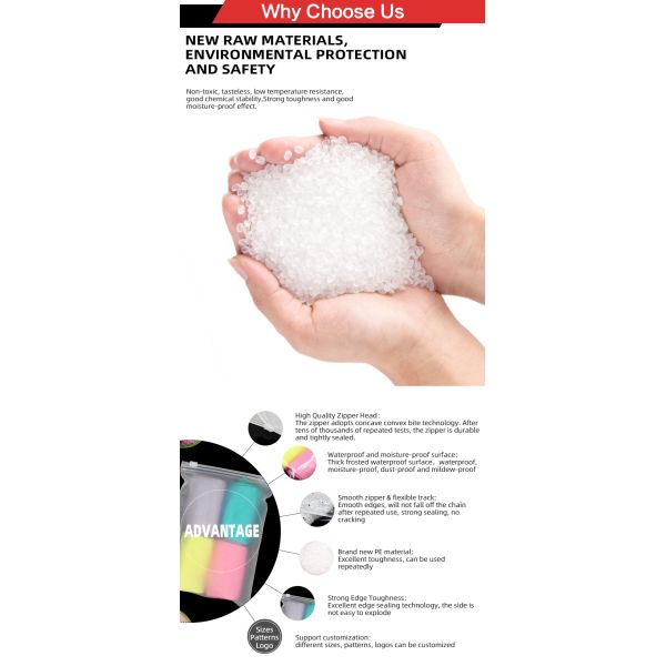 Custom Cpe Frosted Zipper Packaging Bag Plastic Clear Zip Bag