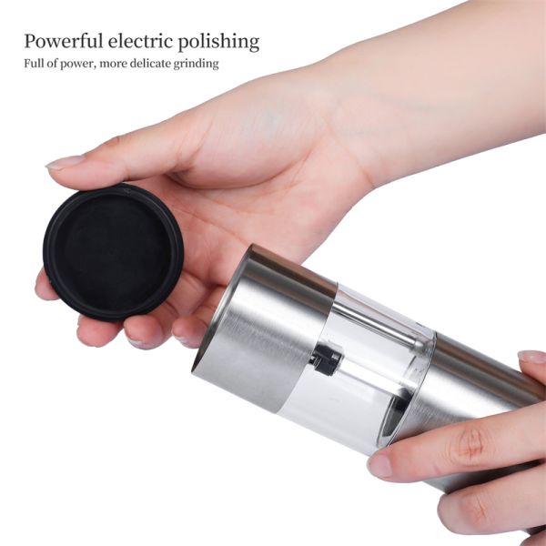 One Handed Operated Electric Pepper Grinder Adjustable Coarseness for Effortless BBQ