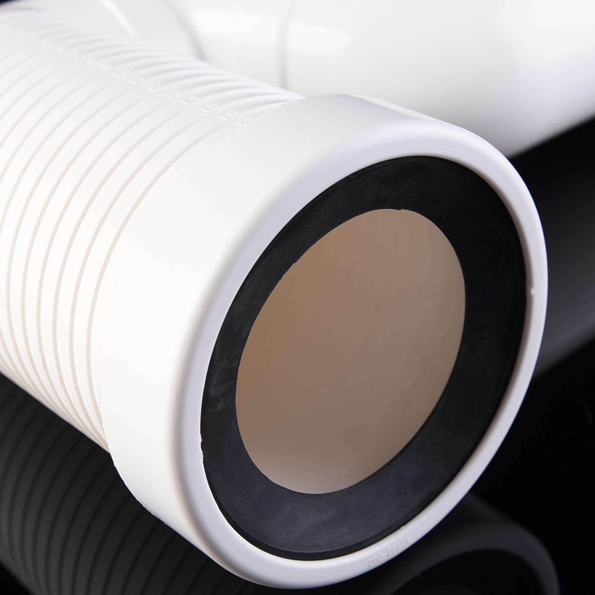 Adjustable-Length White PVC Pipe Connector, Used For Connecting WC Panel To Plastic Drainage Pipe