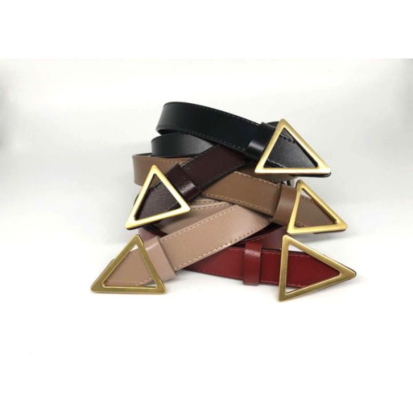 Elegant Ladies 2.8cm Triangle Buckle Leather Belt