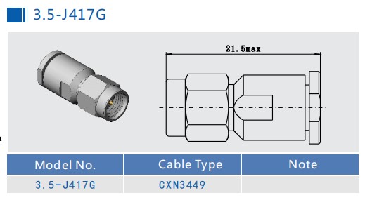 Микроволна 3.5mm нержавеющей стали разъем-вилки RF кабеля CXN3499 коаксиальная