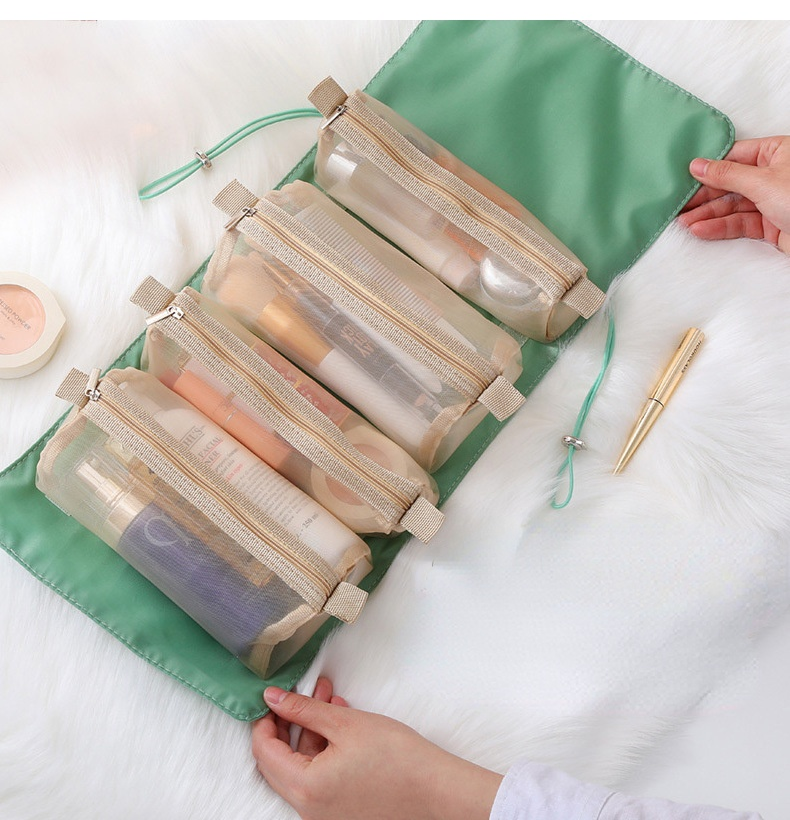 Brushes Lipstick Storage Cosmetic Bag Organizer Travel Nylon Mesh Toiletry Bag