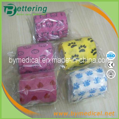Paw printing animal cohesive bandage pet bandage veterinary self adhesive bandage
