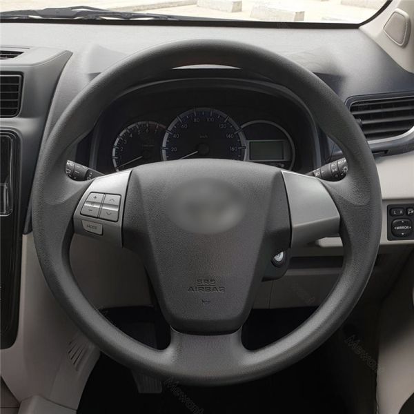 Hand Stitching Black Artificial Leather Custom Steering Wheel Cover for Toyota Calya 1.2 E Std G AT 2016-2024